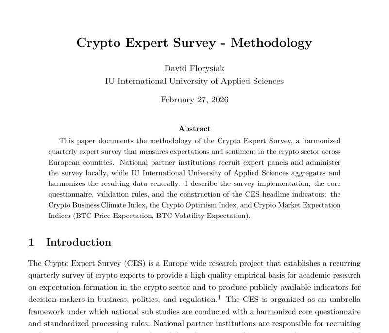 Excerpt from the first page of the Crypto Expert Survey – Methodology paper by David Florysiak